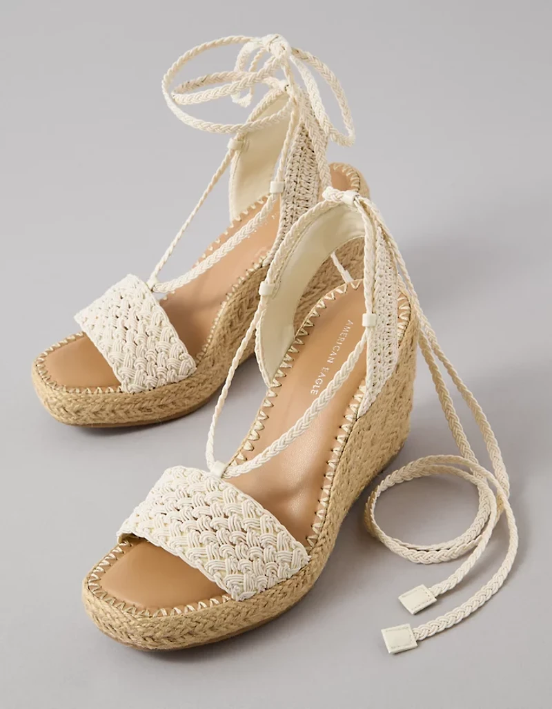 AE Crochet Espadrille Wedge Sandal