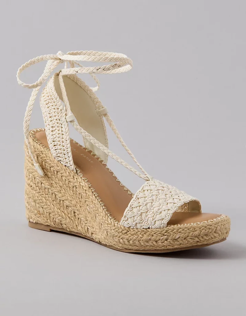 AE Crochet Espadrille Wedge Sandal