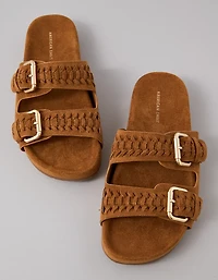 AE Sueded Double Buckle Slide Sandal