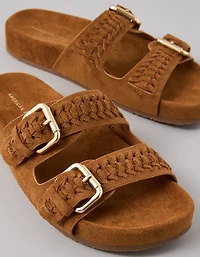AE Sueded Double Buckle Slide Sandal
