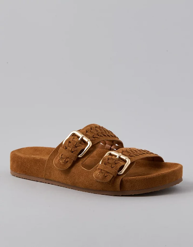 AE Sueded Double Buckle Slide Sandal