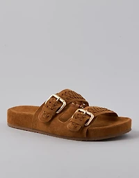 AE Sueded Double Buckle Slide Sandal
