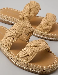 AE Double Strap Raffia Slide Sandal