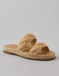 AE Double Strap Raffia Slide Sandal
