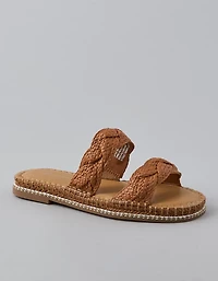 AE Double Strap Raffia Slide Sandal