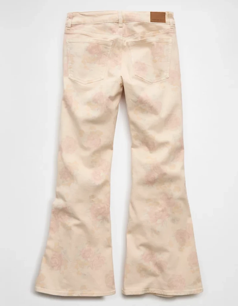 AE Stretch Low-Rise Floral Print Flare Jean