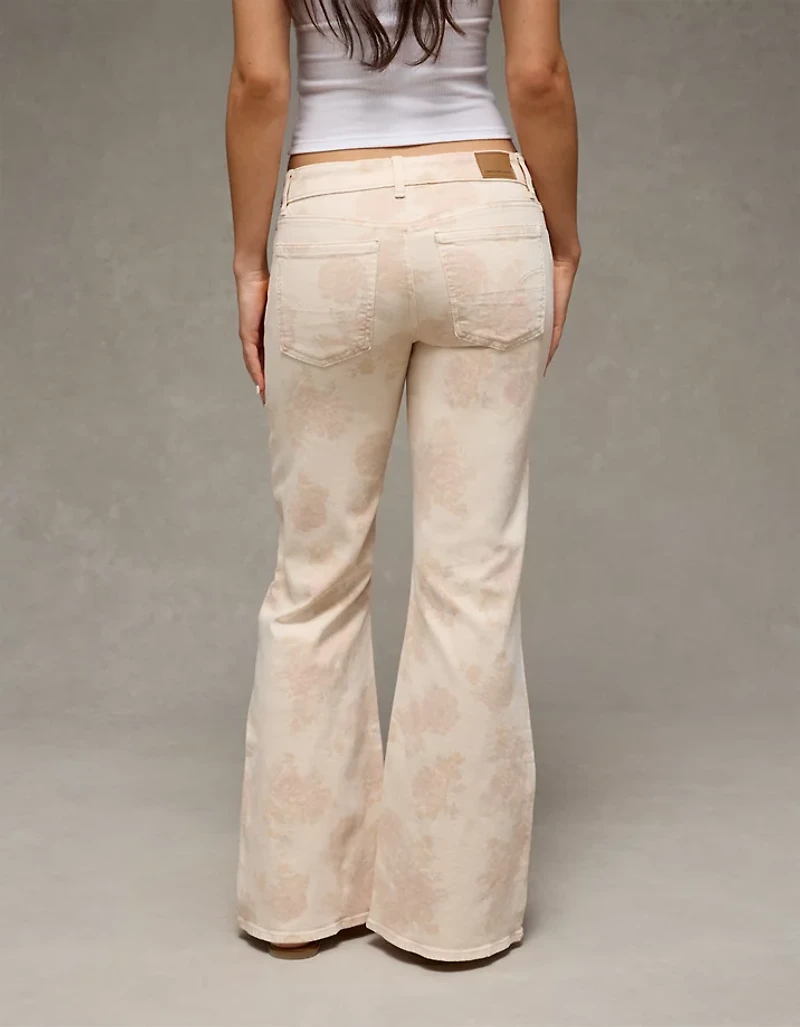 AE Stretch Low-Rise Floral Print Flare Jean