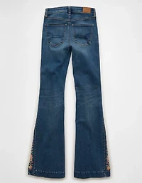 AE Next Level Super High-Waisted Embroidered Flare Jean