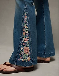 AE Next Level Super High-Waisted Embroidered Flare Jean
