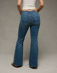 AE Next Level Super High-Waisted Embroidered Flare Jean