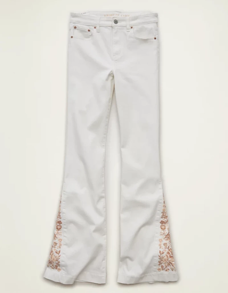 Jean évasé brodé à taille très haute AE