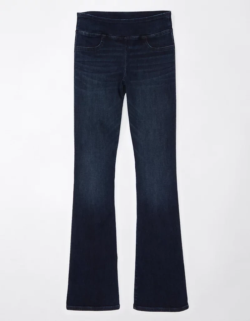 Jean à jambe semi-évasée taille haute enfiler Luxe AE