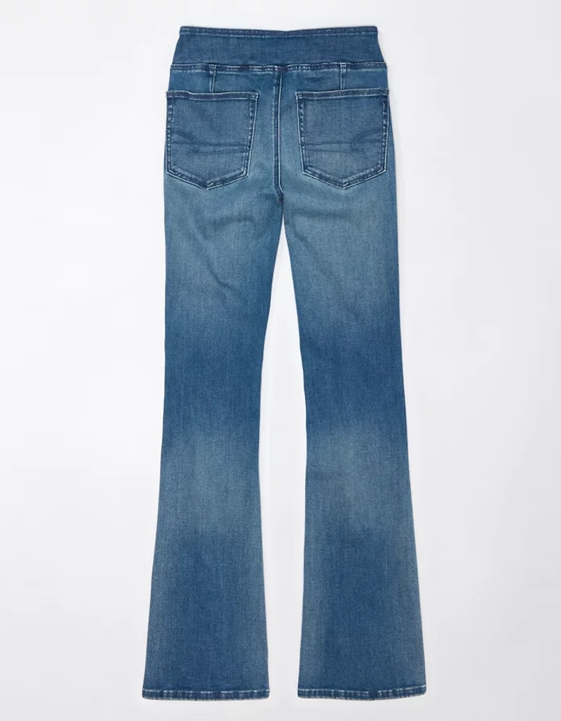 Jean à jambe semi-évasée taille haute enfiler Luxe AE