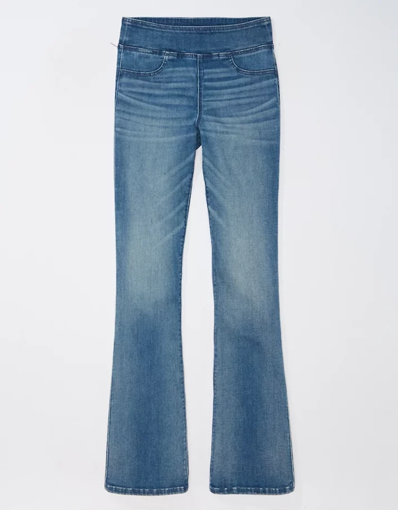 Jean à jambe semi-évasée taille haute enfiler Luxe AE