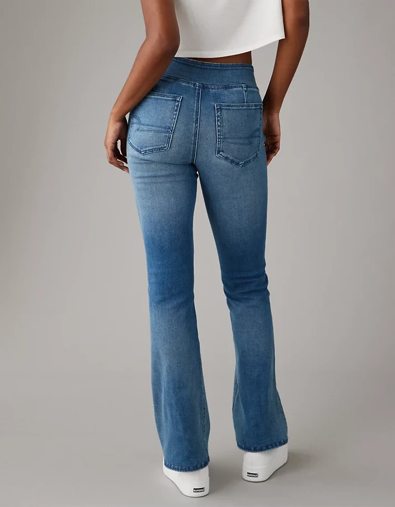 Jean à jambe semi-évasée taille haute enfiler Luxe AE