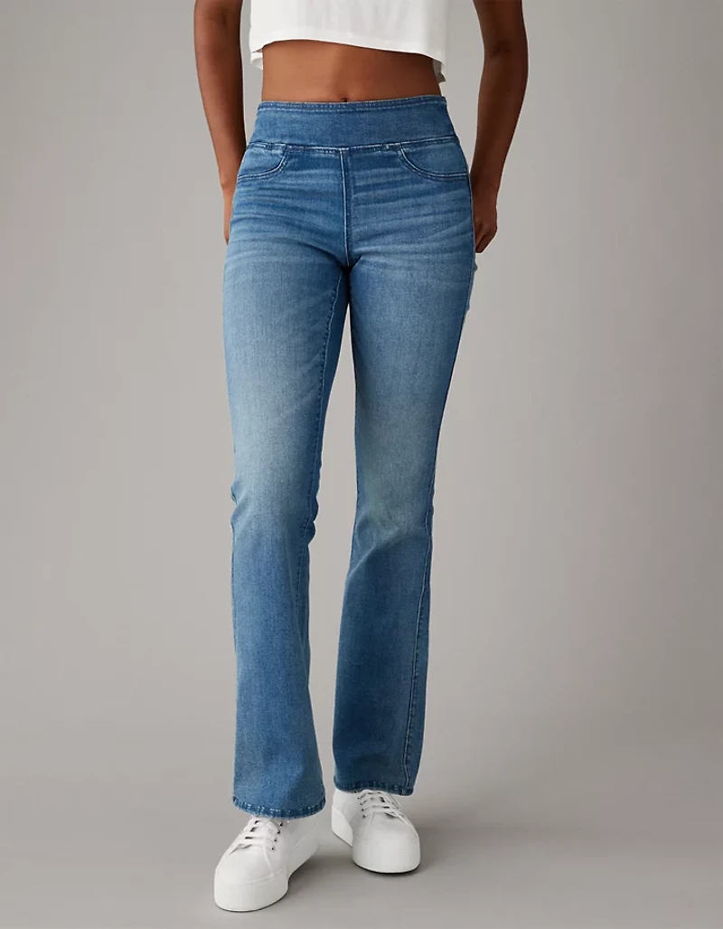 Jean à jambe semi-évasée taille haute enfiler Luxe AE
