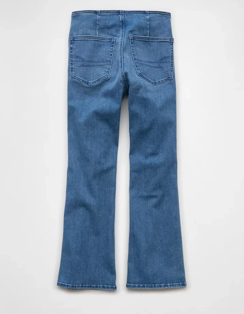 Jean court à jambe semi-évasée taille haute enfiler Luxe AE