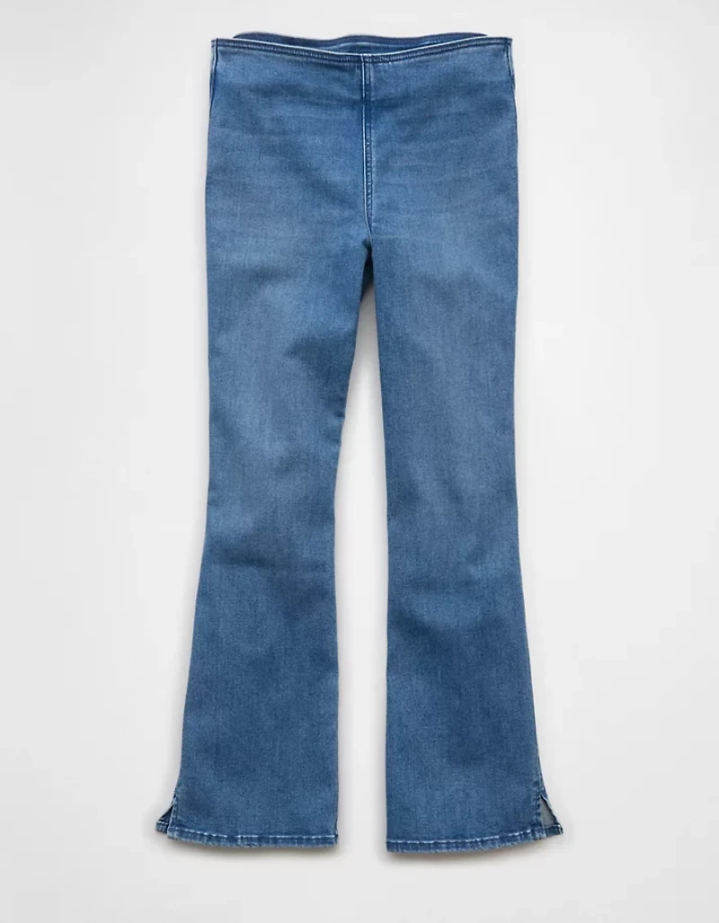 Jean court à jambe semi-évasée taille haute enfiler Luxe AE