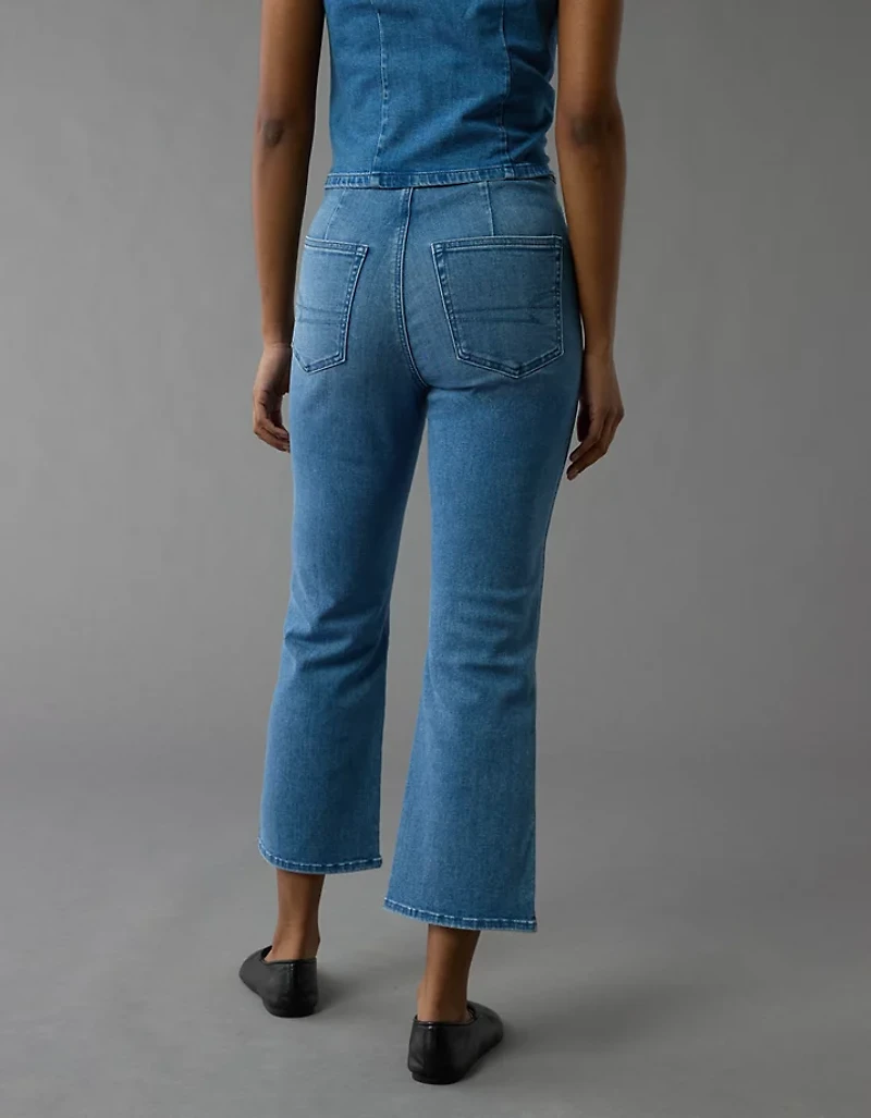 Jean court à jambe semi-évasée taille haute enfiler Luxe AE