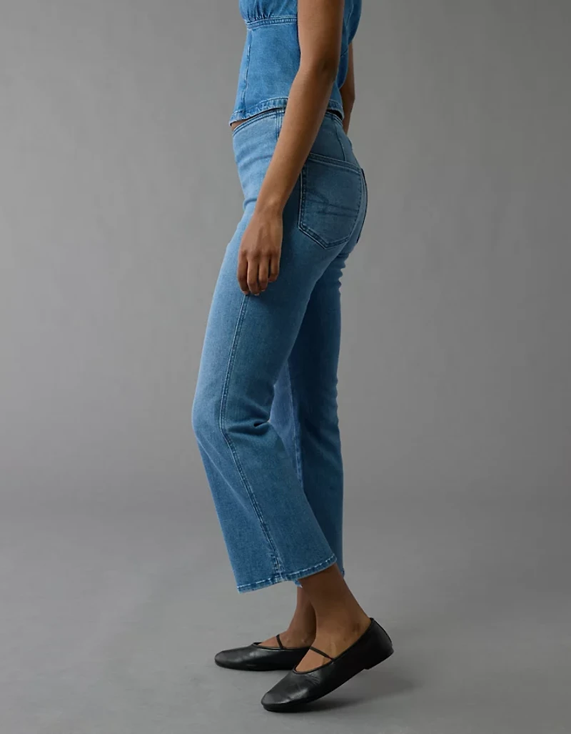 Jean court à jambe semi-évasée taille haute enfiler Luxe AE