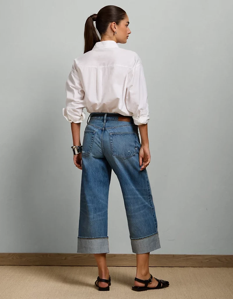 AE77 Premium Wide Crop Cuff Jean