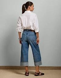 AE77 Premium Wide Crop Cuff Jean