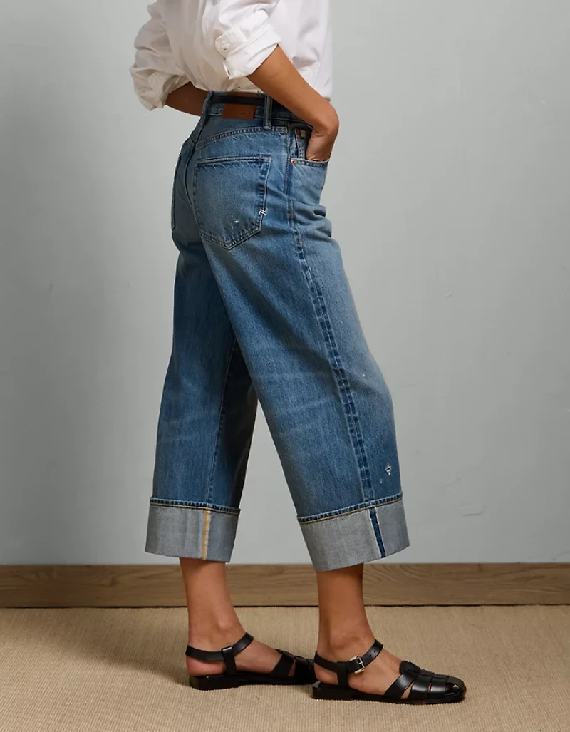 AE77 Premium Wide Crop Cuff Jean