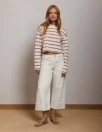 AE77 Premium Wide Crop Cuff Jean