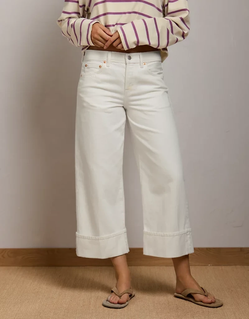 AE77 Premium Wide Crop Cuff Jean