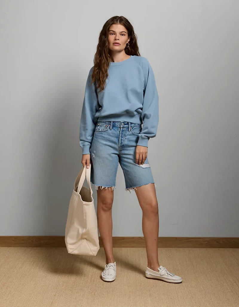 AE77 Lightweight Terry Fleece Raglan Sweatshirt