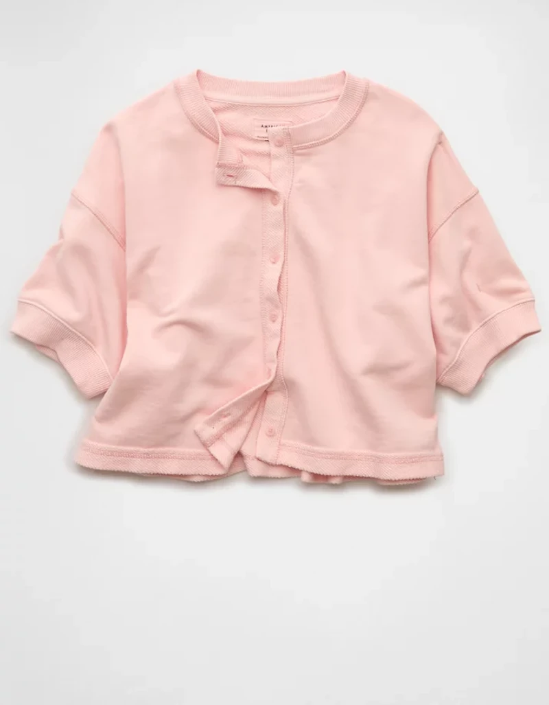 AE Saturday Fleece Button-Up Cardigan