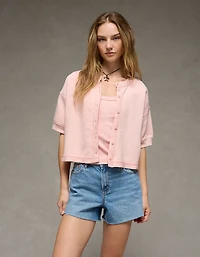 AE Saturday Fleece Button-Up Cardigan