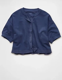 AE Saturday Fleece Button-Up Cardigan Sweater