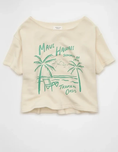 AE Off-the-Shoulder Fleece T-Shirt