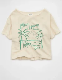 AE Off-the-Shoulder Short-Sleeve Sweatshirt