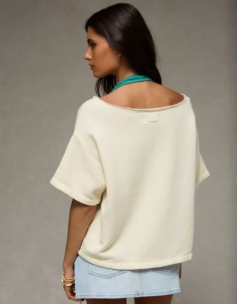 AE Off-the-Shoulder Short-Sleeve Sweatshirt
