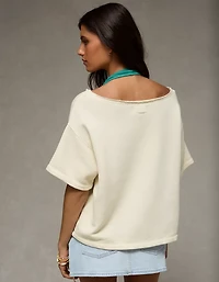 AE Off-the-Shoulder Short-Sleeve Sweatshirt