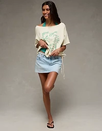 AE Off-the-Shoulder Short-Sleeve Sweatshirt