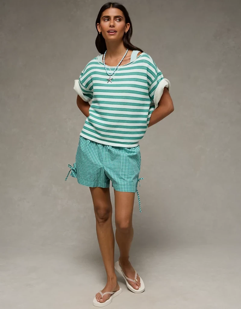 AE Off-the-Shoulder Short-Sleeve Sweatshirt