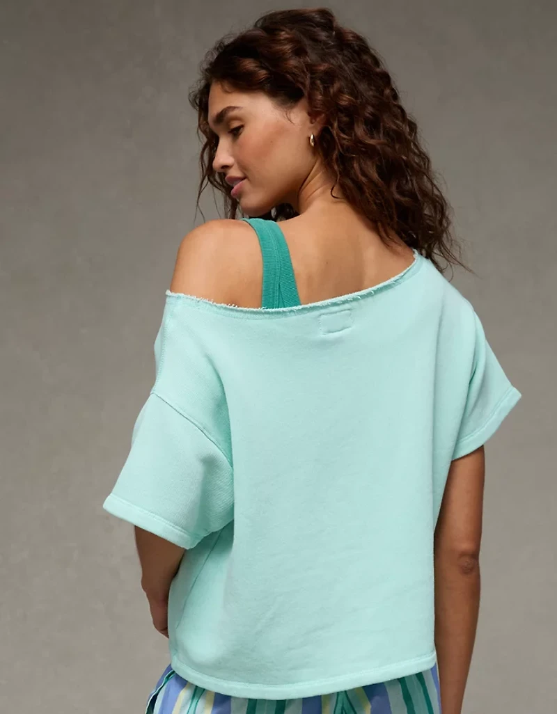 AE Off-the-Shoulder Short-Sleeve Sweatshirt