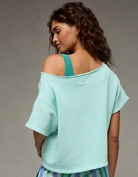 AE Off-the-Shoulder Short-Sleeve Sweatshirt