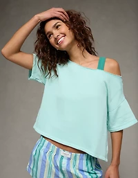 AE Off-the-Shoulder Short-Sleeve Sweatshirt