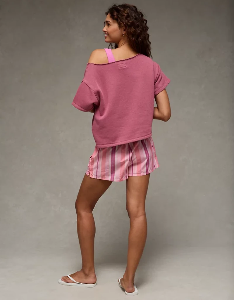 AE Off-the-Shoulder Short-Sleeve Sweatshirt