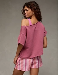 AE Off-the-Shoulder Short-Sleeve Sweatshirt