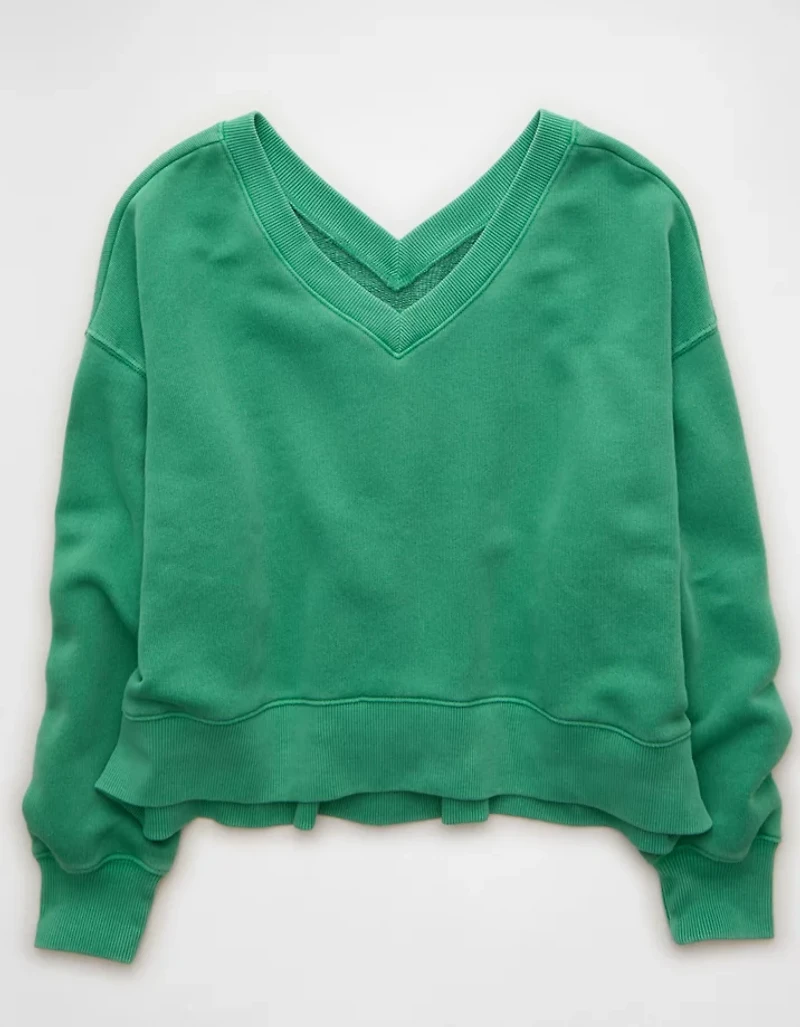 AE Cropped V-Neck Sweatshirt