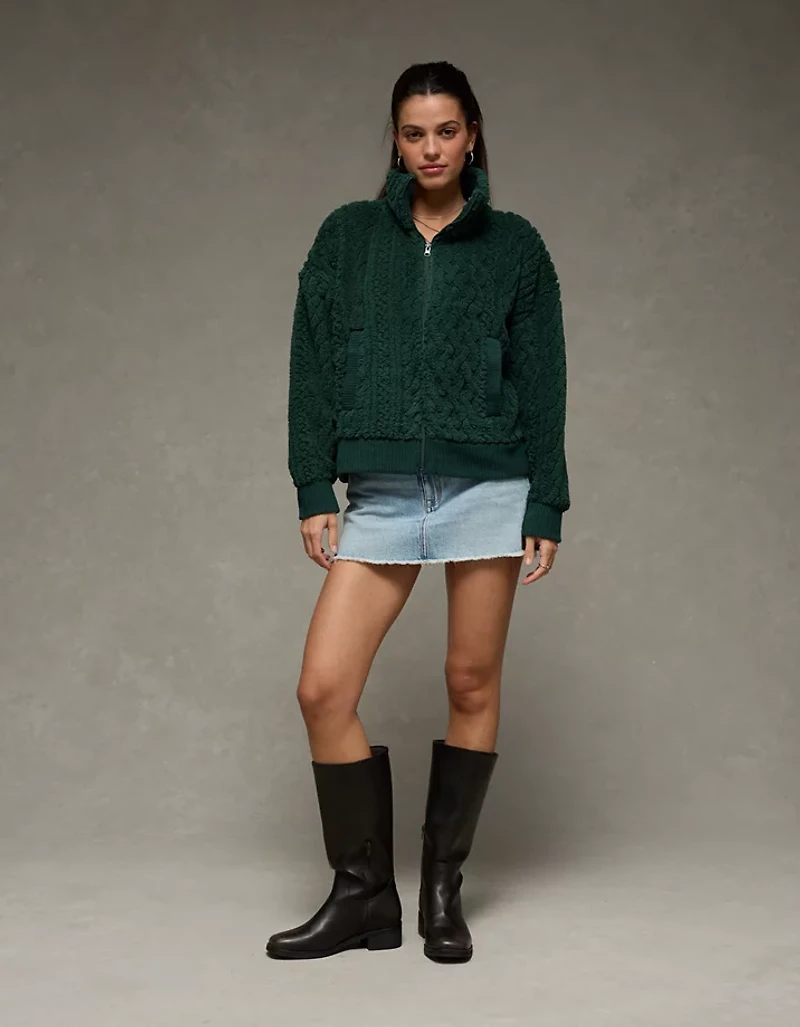 AE Cable Sherpa Full-Zip Sweatshirt