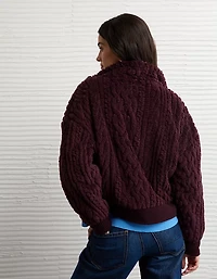 Chandail en tissu-laine torsadé avec glissière pleine longueur AE