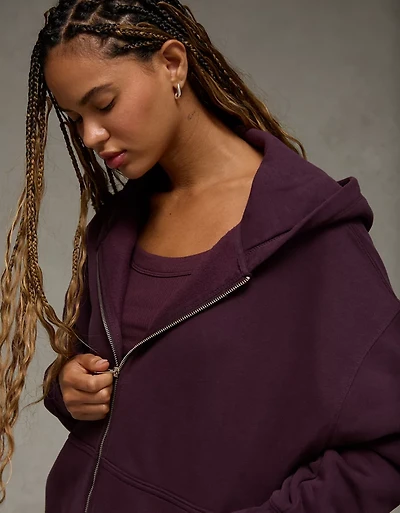 AE Everyday Luxe Oversized Zip-Up Hoodie