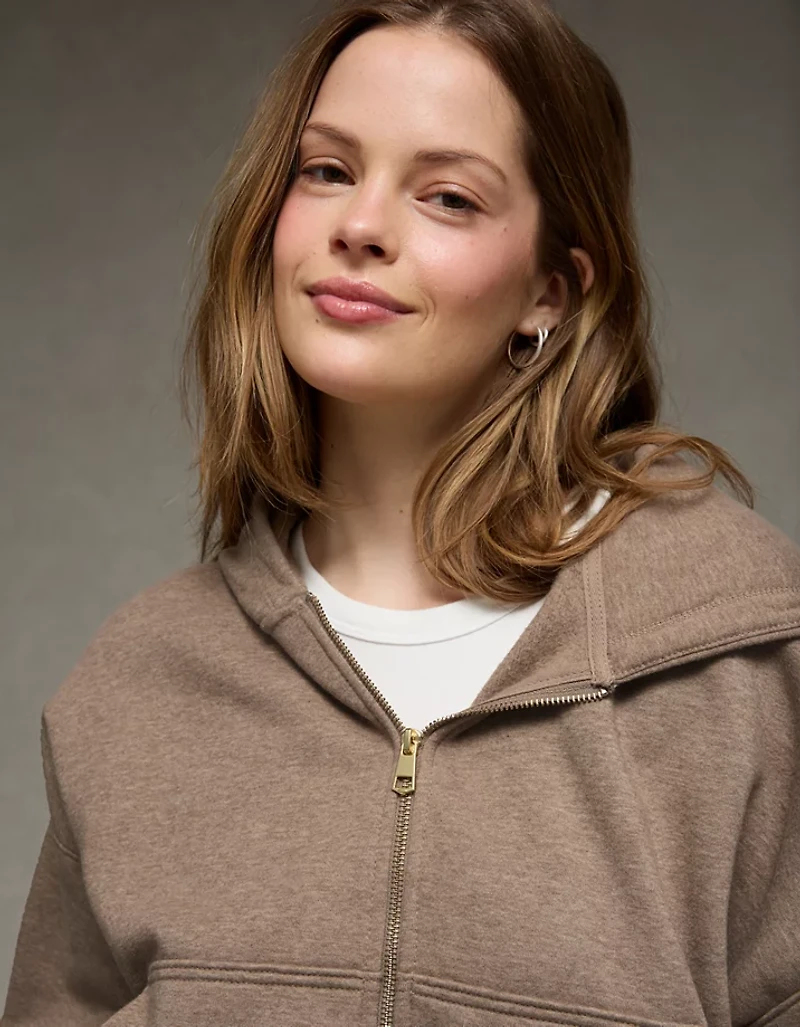 AE Boxy Double-Zip Balloon Sleeve Hoodie