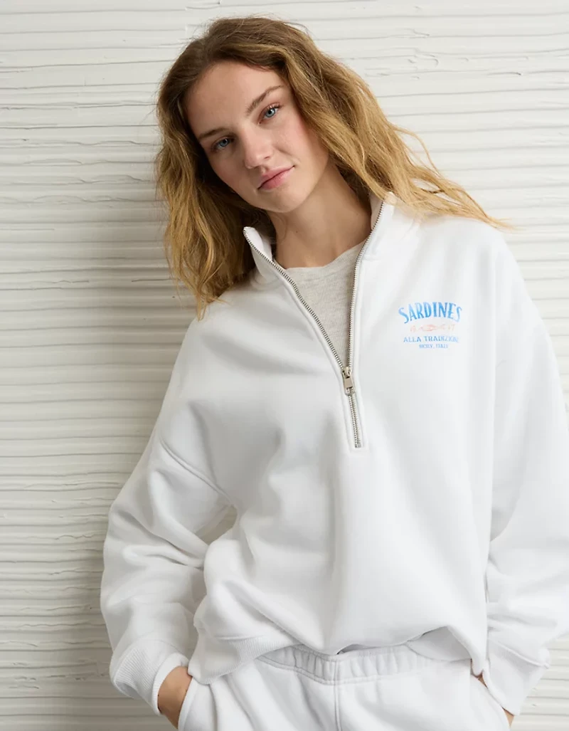 Chandail en molleton à glissière un quart chic de tous les jours AE